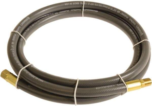 Continental ContiTech - 1/4" ID x 0.45" OD 3' Long Multipurpose Air Hose - MNPT x FNPT Ends, 300 Working psi, -10 to 158°F, 1/4" Fitting, Gray - USA Tool & Supply