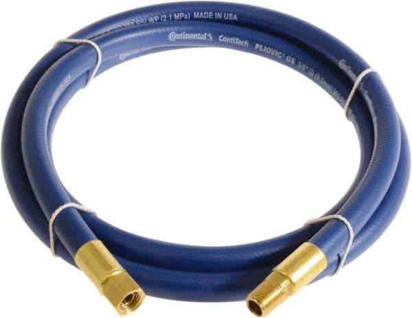 Continental ContiTech - 3/8" ID x 0.6" OD 5' Long Multipurpose Air Hose - MNPT x FNPT Ends, 300 Working psi, -10 to 158°F, 1/4" Fitting, Blue - USA Tool & Supply