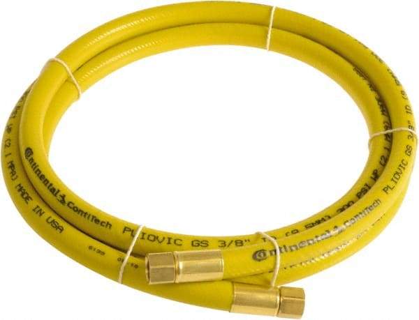 Continental ContiTech - 3/8" ID x 0.6" OD 50' Long Multipurpose Air Hose - FNPT x FNPT Ends, 300 Working psi, -10 to 158°F, 1/4" Fitting, Yellow - USA Tool & Supply