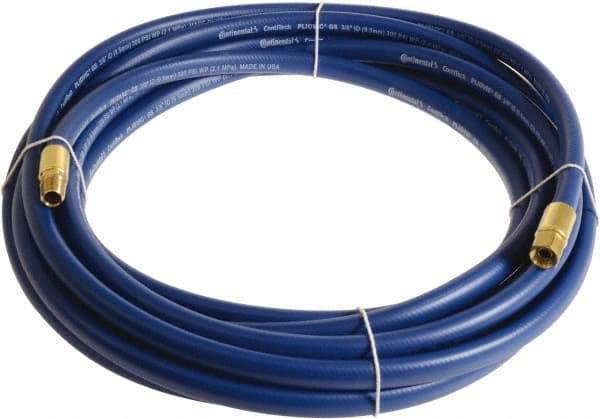 Continental ContiTech - 3/8" ID x 0.6" OD 20' Long Multipurpose Air Hose - MNPT x FNPT Ends, 300 Working psi, -10 to 158°F, 1/4" Fitting, Blue - USA Tool & Supply