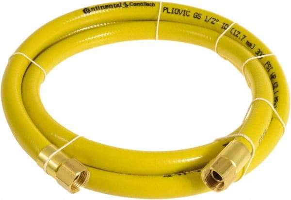 Continental ContiTech - 1/2" ID x 0.78" OD 75' Long Multipurpose Air Hose - FNPT x FNPT Ends, 300 Working psi, -10 to 158°F, 1/2" Fitting, Yellow - USA Tool & Supply