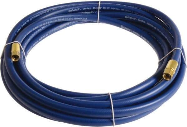 Continental ContiTech - 3/8" ID x 0.6" OD 20' Long Multipurpose Air Hose - FNPT x FNPT Ends, 300 Working psi, -10 to 158°F, 1/4" Fitting, Blue - USA Tool & Supply