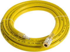 Continental ContiTech - 1/4" ID x 0.45" OD 20' Long Multipurpose Air Hose - Industrial Interchange Safety Coupler x Male Plug Ends, 300 Working psi, -10 to 158°F, 1/4" Fitting, Yellow - USA Tool & Supply