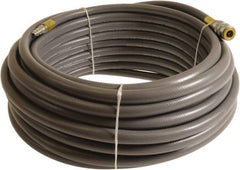 Continental ContiTech - 3/8" ID x 0.6" OD 100' Long Multipurpose Air Hose - Industrial Interchange Safety Coupler x Male Plug Ends, 300 Working psi, -10 to 158°F, 1/4" Fitting, Gray - USA Tool & Supply