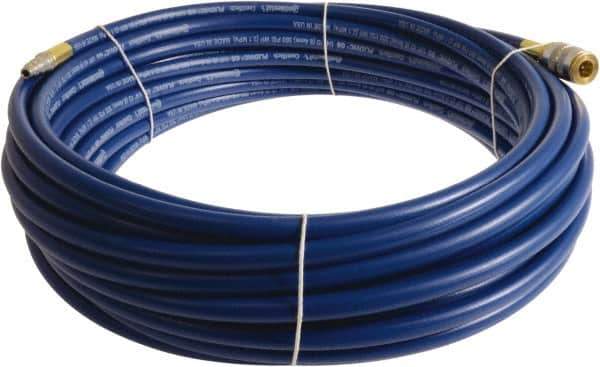 Continental ContiTech - 3/8" ID x 0.6" OD 15' Long Multipurpose Air Hose - Industrial Interchange Safety Coupler x Male Plug Ends, 300 Working psi, -10 to 158°F, 1/4" Fitting, Blue - USA Tool & Supply