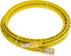 Continental ContiTech - 1/2" ID x 0.78" OD 10' Long Multipurpose Air Hose - Industrial Interchange Safety Coupler x Male Plug Ends, 300 Working psi, -10 to 158°F, 1/2" Fitting, Yellow - USA Tool & Supply