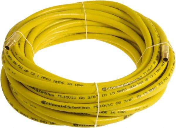 Continental ContiTech - 1/4" ID x 0.45" OD 25' Long Multipurpose Air Hose - MNPT x MNPT Ends, 300 Working psi, -10 to 158°F, 1/4" Fitting, Yellow - USA Tool & Supply