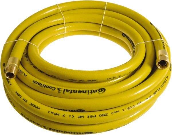 Continental ContiTech - 3/4" ID x 1.11" OD 15' Long Multipurpose Air Hose - MNPT x FNPT Ends, 250 Working psi, -10 to 158°F, 3/4" Fitting, Yellow - USA Tool & Supply