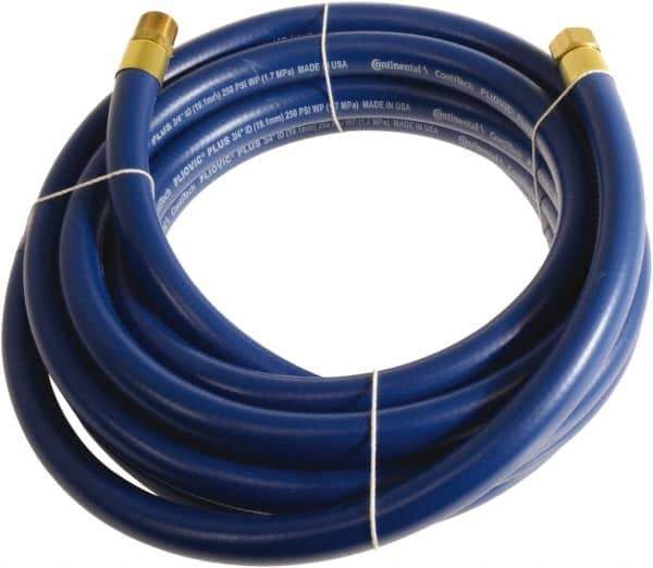 Continental ContiTech - 3/4" ID x 1.11" OD 100' Long Multipurpose Air Hose - MNPT x FNPT Ends, 250 Working psi, -10 to 158°F, 3/4" Fitting, Blue - USA Tool & Supply