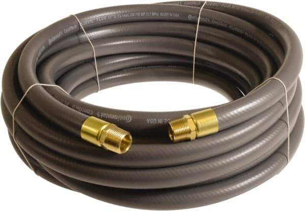 Continental ContiTech - 3/4" ID x 1.11" OD 25' Long Multipurpose Air Hose - MNPT x MNPT Ends, 250 Working psi, -10 to 158°F, 3/4" Fitting, Gray - USA Tool & Supply