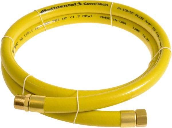 Continental ContiTech - 3/4" ID x 1.11" OD 3' Long Multipurpose Air Hose - MNPT x FNPT Ends, 250 Working psi, -10 to 158°F, 3/4" Fitting, Yellow - USA Tool & Supply