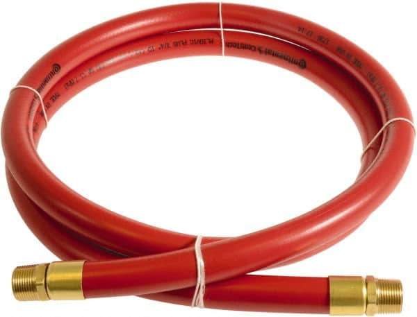 Continental ContiTech - 3/4" ID x 1.11" OD 5' Long Multipurpose Air Hose - MNPT x MNPT Ends, 250 Working psi, -10 to 158°F, 3/4" Fitting, Red - USA Tool & Supply