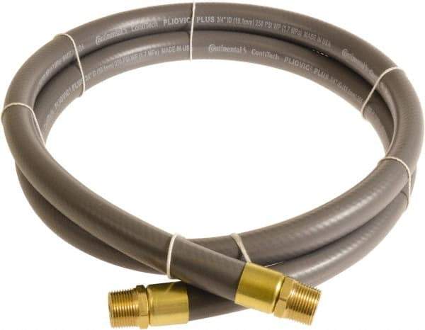 Continental ContiTech - 3/4" ID x 1.11" OD 10' Long Multipurpose Air Hose - MNPT x MNPT Ends, 250 Working psi, -10 to 158°F, 3/4" Fitting, Gray - USA Tool & Supply