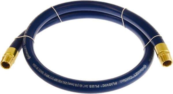 Continental ContiTech - 3/4" ID x 1.11" OD 3' Long Multipurpose Air Hose - MNPT x MNPT Ends, 250 Working psi, -10 to 158°F, 3/4" Fitting, Blue - USA Tool & Supply