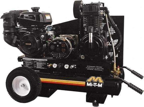 MI-T-M - 14 hp, 15.7 CFM, 175 Max psi, Air Compressor/Generator Combo Unit Portable Fuel Air Compressor - Kohler CH440 OHV Engine, 16.4 CFM - USA Tool & Supply