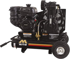 MI-T-M - 9.59 hp, 17.2 CFM, 175 Max psi, Two Stage Portable Fuel Air Compressor - Kohler CH395 OHV Engine - USA Tool & Supply