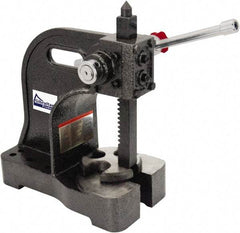 Gibraltar - 3/4" Ram, 3-1/4" Throat Depth, 1/2 Ton Manual Arbor Press - 4-1/2" Max Work Height x 6-1/2" Max Work Width, Single Leverage, 20:1 Leverage Ratio, 4" Base Width x 4" Base Depth - USA Tool & Supply