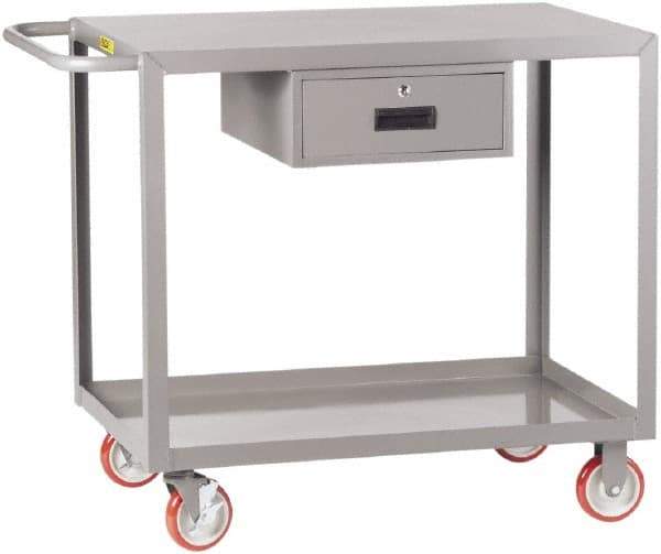 Little Giant - 1,200 Lb Capacity, 24" Wide x 54" Long x 35" High Shelf Cart - 2 Shelf, Steel, 2 Rigid/2 Swivel Casters - USA Tool & Supply