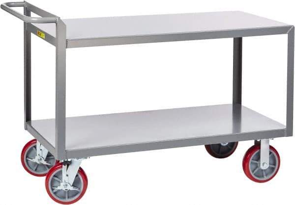 Little Giant - 3,600 Lb Capacity, 24" Wide x 42" Long x 36" High Shelf Cart - 2 Shelf, Steel, 2 Rigid/2 Swivel Casters - USA Tool & Supply