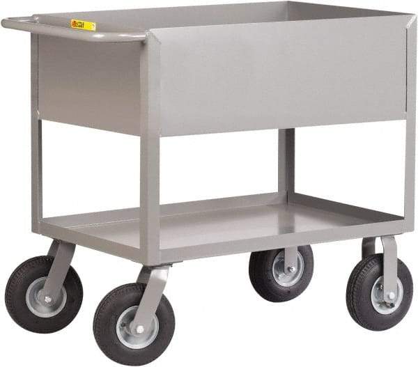 Little Giant - 1,200 Lb Capacity, 24" Wide x 42" Long x 36-1/2" High Deep Shelf Cart - 2 Shelf, Steel, 2 Rigid/2 Swivel Casters - USA Tool & Supply