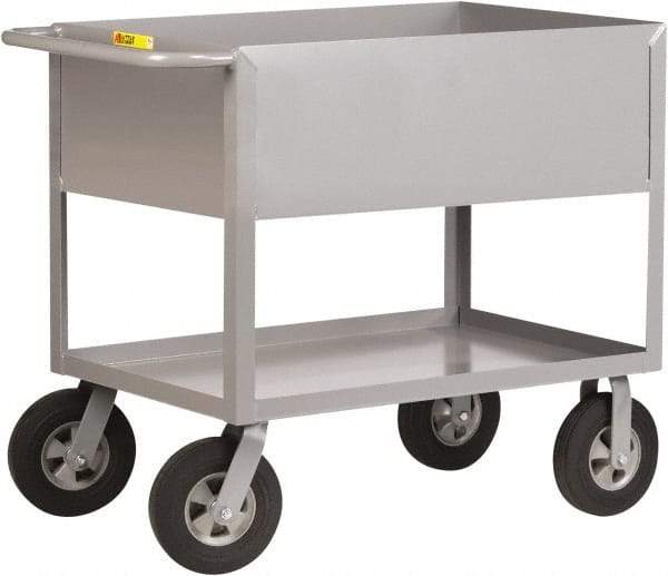 Little Giant - 1,200 Lb Capacity, 24" Wide x 54" Long x 36-1/2" High Deep Shelf Cart - 2 Shelf, Steel, 2 Rigid/2 Swivel Casters - USA Tool & Supply
