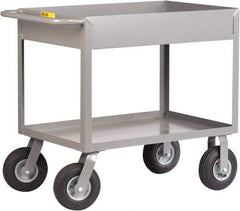 Little Giant - 1,200 Lb Capacity, 24" Wide x 42" Long x 36-1/2" High Deep Shelf Cart - 2 Shelf, Steel, 2 Rigid/2 Swivel Casters - USA Tool & Supply