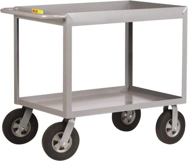 Little Giant - 1,200 Lb Capacity, 30" Wide x 66" Long x 36-1/2" High Deep Shelf Cart - 2 Shelf, Steel, 2 Rigid/2 Swivel Casters - USA Tool & Supply
