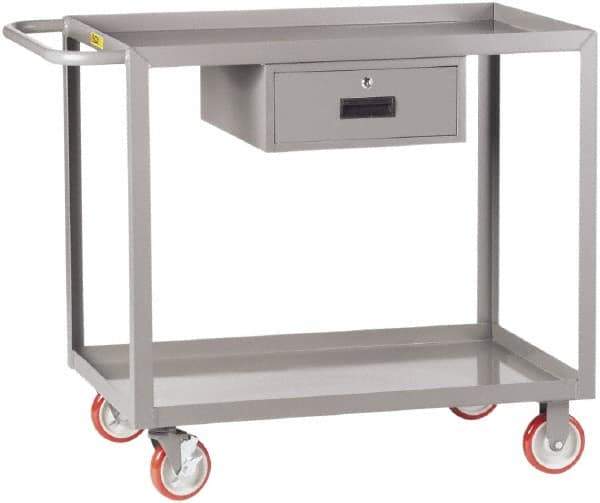 Little Giant - 1,200 Lb Capacity, 24" Wide x 54" Long x 35" High Shelf Cart - 2 Shelf, Steel, 2 Rigid/2 Swivel Casters - USA Tool & Supply