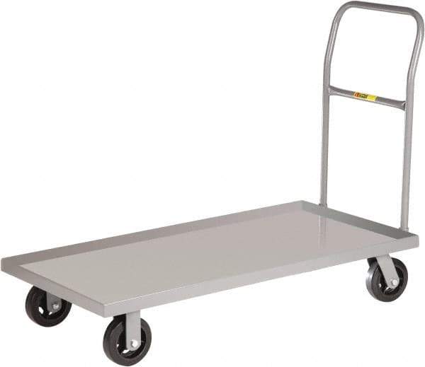 Little Giant - 1,600 Lb Capacity Steel Platform Truck - Steel Deck, 18" OAW, 32" Platform Length x 8-1/2" Platform Height, Mold-On Rubber Casters - USA Tool & Supply