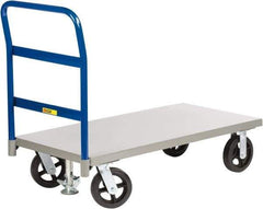 Little Giant - 2,400 Lb Capacity Steel Platform Truck - Steel Deck, 30" OAW, 72" Platform Length x 11" Platform Height, Mold-On Rubber Casters - USA Tool & Supply