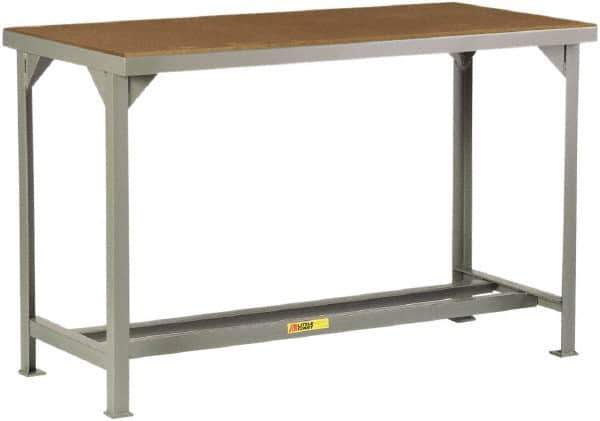Little Giant - 60 Wide x 36" Deep x 36" High, Hardboard on Steel Heavy-Duty Workbench with Hardboard Top - Fixed Legs, Gray - USA Tool & Supply