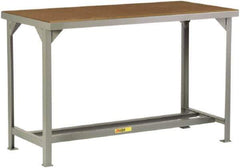 Little Giant - 84 Wide x 36" Deep x 36" High, Hardboard on Steel Heavy-Duty Workbench with Hardboard Top - Fixed Legs, Gray - USA Tool & Supply
