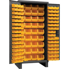 Durham - 132 Bin Storage Cabinet - Steel, 36" Wide x 24" Deep x 78" High, Gray - USA Tool & Supply