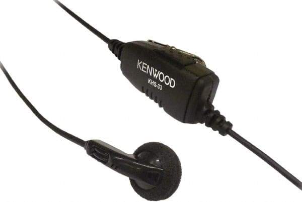 Kenwood - Ear Bud, In-Line & Push to Talk Microphone Clip Mic with Earphone - Black, Use with Protalk Series Two Way Radios - USA Tool & Supply