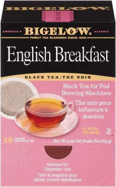 Bigelow - English Breakfast Tea Pods, 1.90 oz, 18/Box - USA Tool & Supply