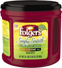 Folgers - Coffee, Simply Smooth, 31.1 oz Canister - USA Tool & Supply