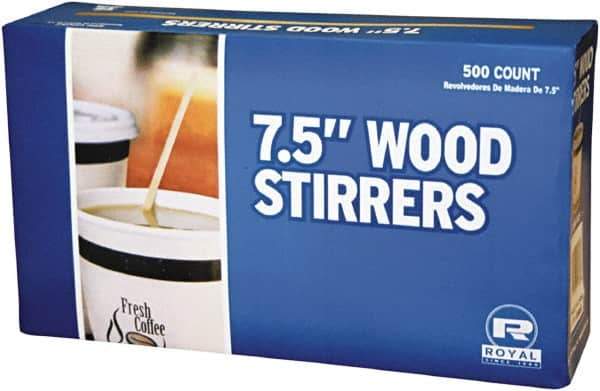 Royal Paper - Wood Coffee Stirrers, 7 1/2" Long, Woodgrain, 500 Stirrers/Box, 10 Boxes/Carton - USA Tool & Supply