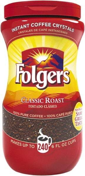 Folgers - Instant Coffee Crystals, Classic Roast, 16 oz Jar - USA Tool & Supply