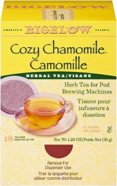 Bigelow - C ozy Chamomile Herbal Tea Pods, 1.90 oz, 18/Box - USA Tool & Supply