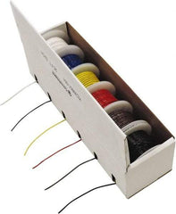 Made in USA - 26 AWG, 1 Strand, 25' OAL, Tinned Copper Hook Up Wire - Black, White, Red, Green, Blue & Yellow PVC Jacket - USA Tool & Supply