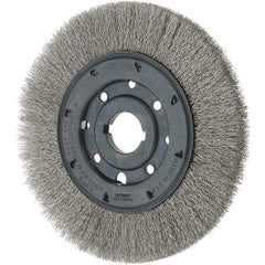 Osborn - 8" OD, 1-1/4" Arbor Hole, Crimped Stainless Steel Wheel Brush - 3/4" Face Width, 1-1/2" Trim Length, 0.01" Filament Diam, 4,500 RPM - USA Tool & Supply