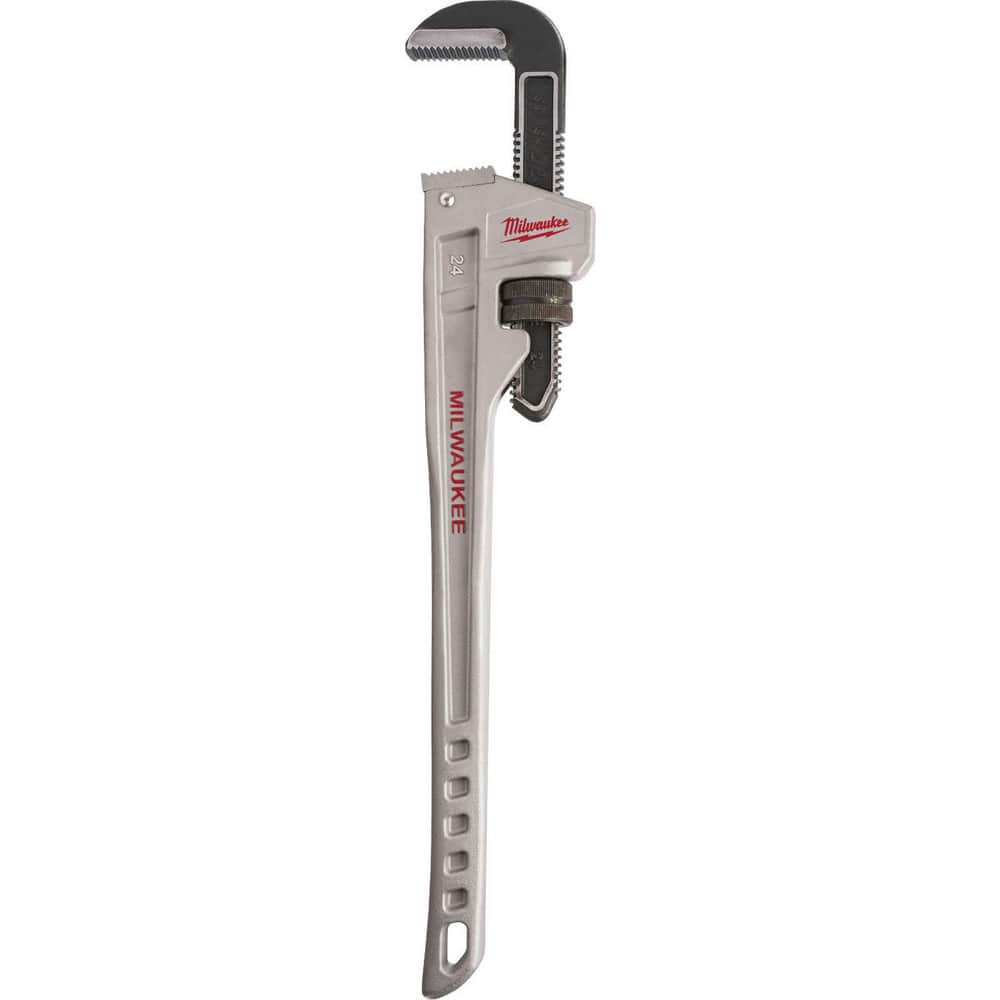 Pipe Wrench: 24″ OAL, Aluminum 3″ Max Pipe Capacity