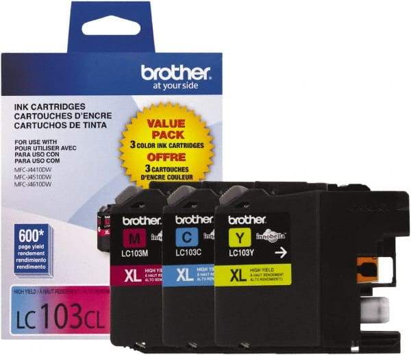 Brother - Cyan, Magenta & Yellow Ink Cartridge - Use with Brother DCP-J152W, MFC-J245, J285DW, J4310DW, J4410DW, J450DW, J4510DW, J4610DW, J470DW, J4710DW, J475DW, J650DW, J6520DW, J6720DW, J6920DW, J870DW, J875DW - USA Tool & Supply