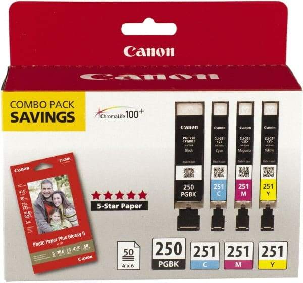 Canon - Ink & Paper Combo - Use with Canon PIXMA iP7220, iP7250, iP8720, iX6820, MG5420, MG5450, MG5520, MG5620, MG6320, MG6420, MG6620, MG7120, MX922 - USA Tool & Supply