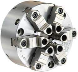 Buck Chuck Company - 6 Jaws, 6" Diam, Self Centering Manual Lathe Chuck - Front Mount, Adjustable, Reversible, 3,450 Max RPM, 1.78" Through Hole Diam, Forged Steel - USA Tool & Supply