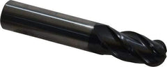 OSG - 5/8" Diam, 1-1/4" LOC, 4 Flute Solid Carbide Ball End Mill - TiAlN Finish, Single End, 3-1/2" OAL, 5/8" Shank Diam, Spiral Flute - USA Tool & Supply