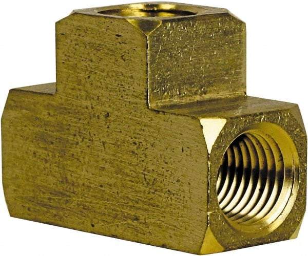 Cerro - 1/8 Female Thread, Brass Industrial Pipe Female Tee - FNPT, 1,200 psi - USA Tool & Supply