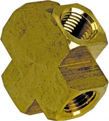 Cerro - 1/2 Female Thread, Brass Industrial Pipe Female Cross - FNPT, 1,200 psi - USA Tool & Supply