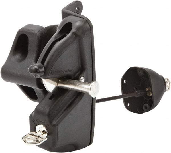 D&D Technologies - 4.410" Bar Latch Length, 2-1/4" High, Polymer Adjustable Gate Latch - Black Finish, 2.83" Bar Latch Projection, 1/2" Hole Diam - USA Tool & Supply