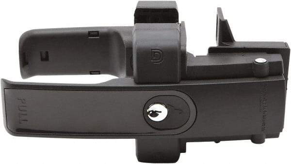 D&D Technologies - 3-1/4" Bar Latch Length, 4.17" High, Polymer Adjustable Gate Latch - Black Finish, 3-1/4" Bar Latch Projection, 1" Hole Diam - USA Tool & Supply